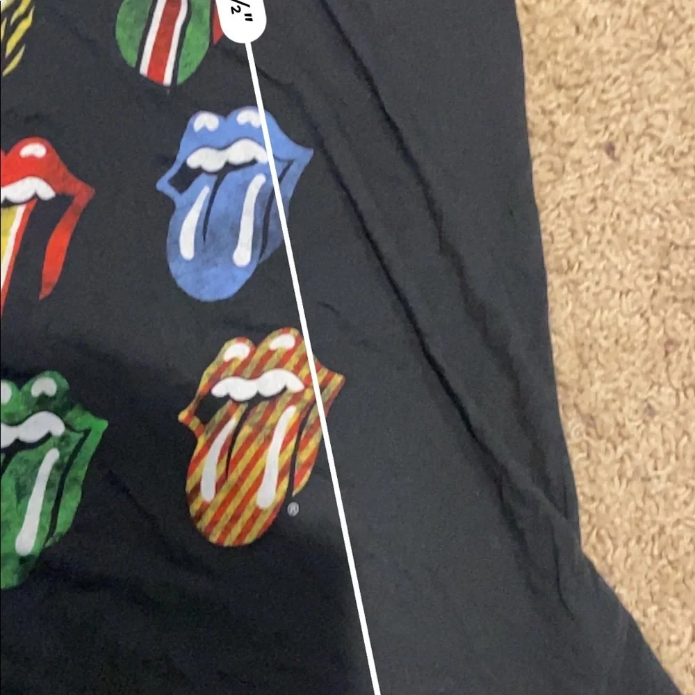 Free People daydreamer Rolling Stones 12 Tongues Black Boyfriend Tee - Picture 10 of 10